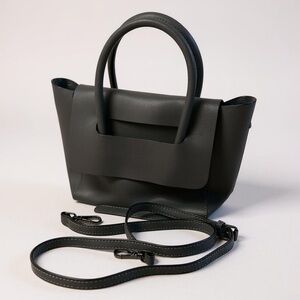 UNITUDE Leather Crossbody Purse Dark Gray | Compact Minimalist | Discontinued